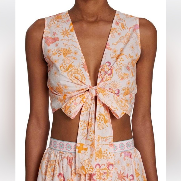 Emporio Sirenuse Sonia Magic Mushroom Tie Front Cropped Top 40 / small - Picture 1 of 5